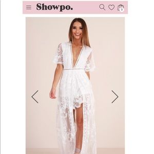 Showpo Let’s Get Loud Maxi Playsuit in White